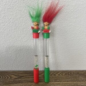 Troll Doll‎ & Pen By Russ! Pen Not Working! 7" Christmas Elf! Trees & Sparkles!